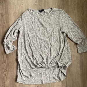 Gibson Gray Asymmetrical 3/4 Sleeve Tunic